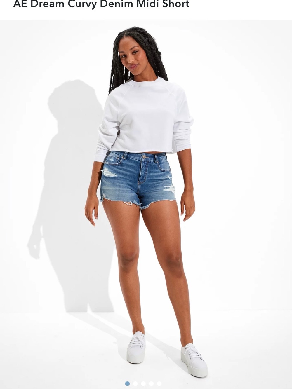 AE Dream Curvy Denim Midi Short | Size 8